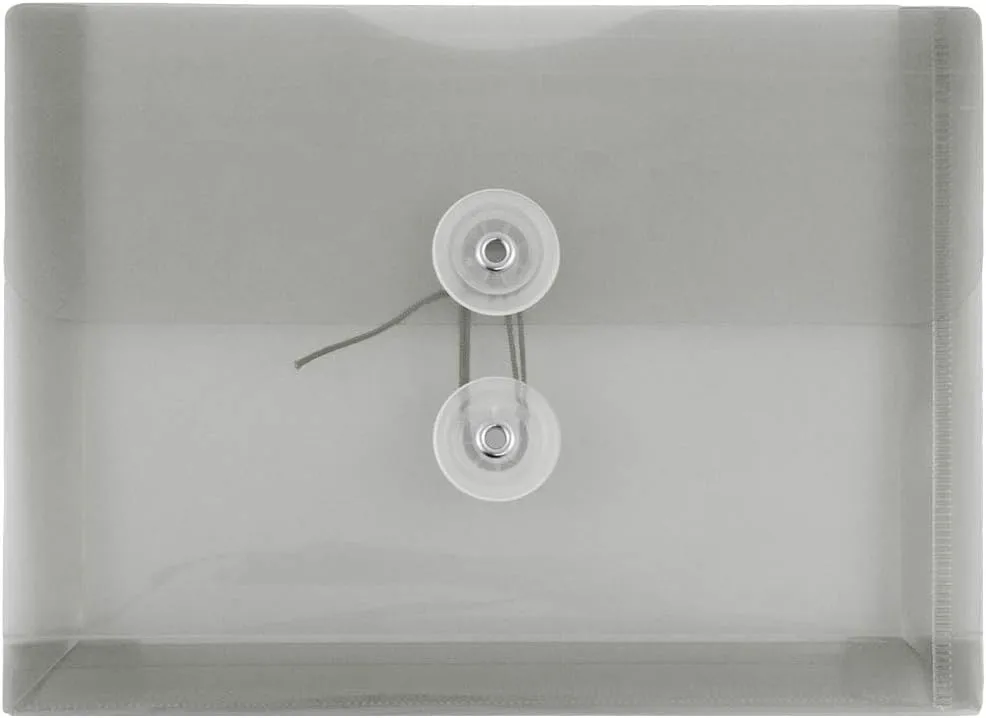 JAM PAPER Plastic Envelopes with Button & String Tie Closure - 12 Pack