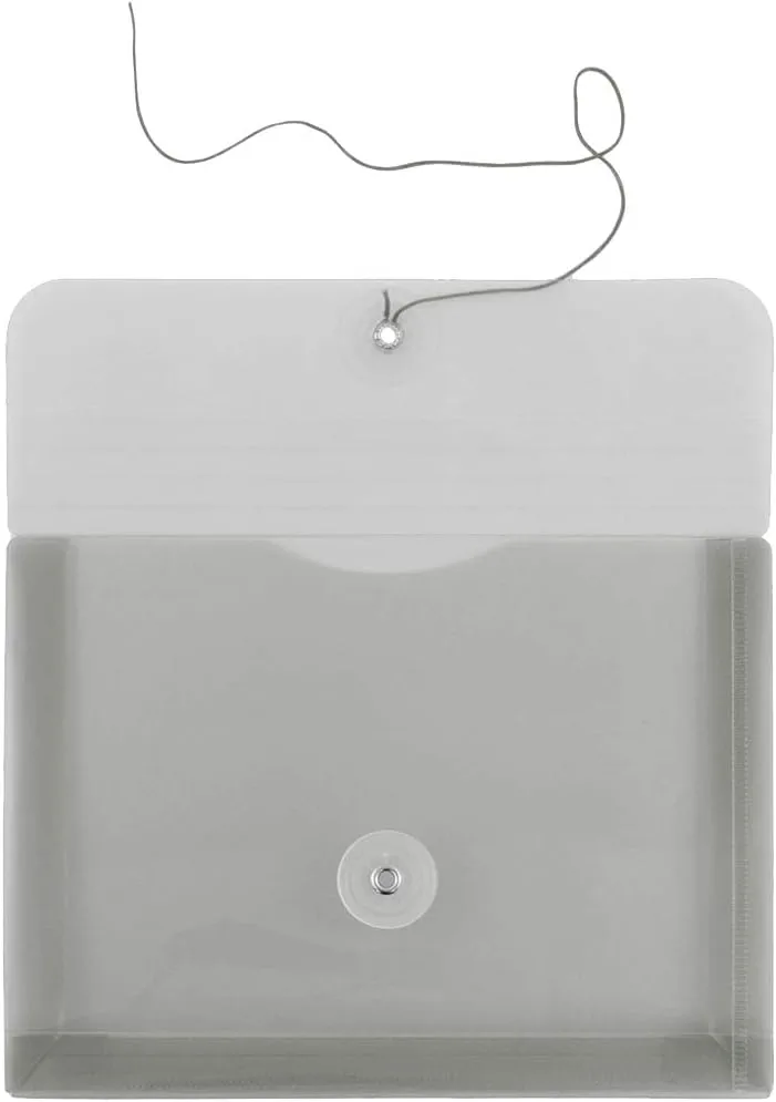 JAM PAPER Plastic Envelopes with Button & String Tie Closure - 12 Pack