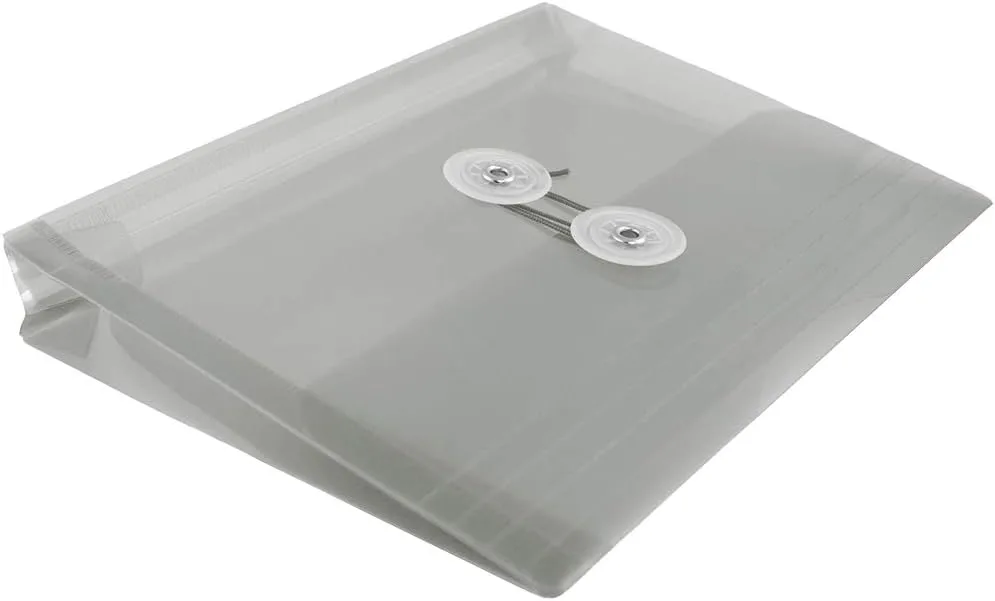 JAM PAPER Plastic Envelopes with Button & String Tie Closure - 12 Pack