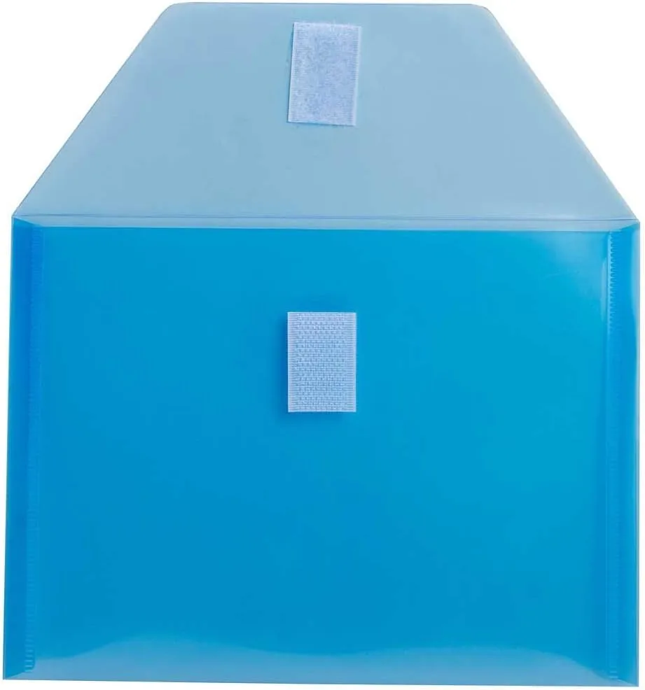 JAM PAPER Plastic Booklet Envelopes with Hook & Loop Closure - Pack of 12