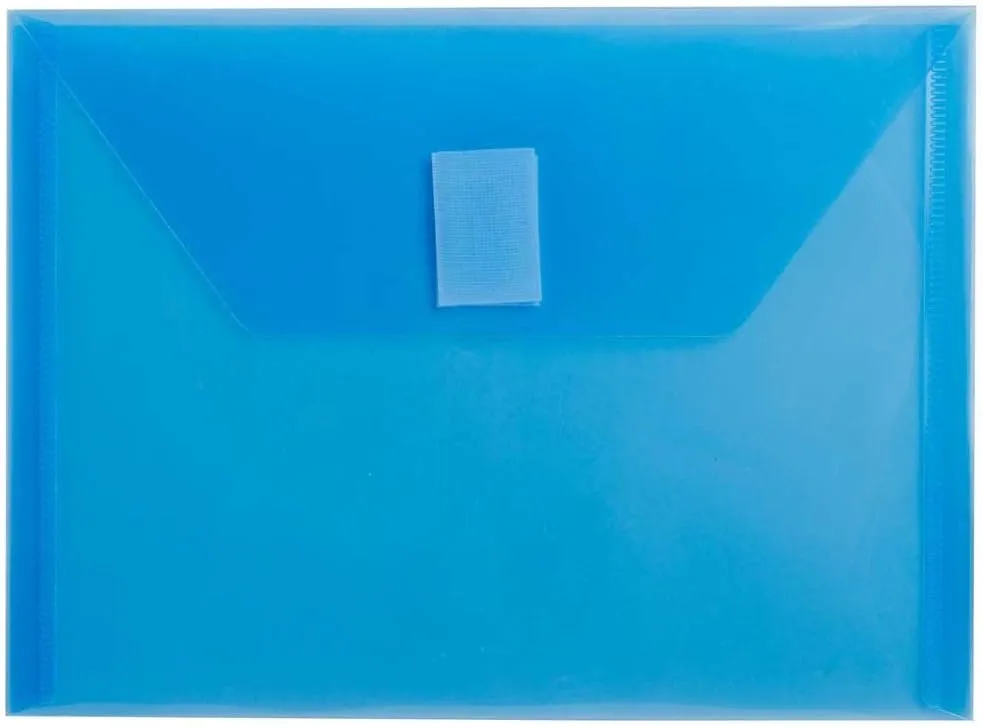 JAM PAPER Plastic Booklet Envelopes with Hook & Loop Closure - Pack of 12