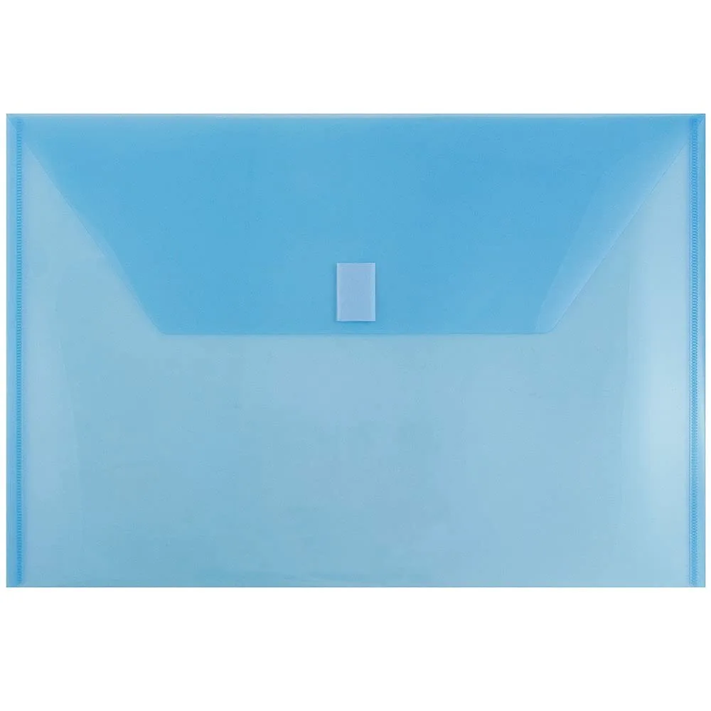 JAM PAPER Plastic Booklet Envelopes with Hook & Loop Closure - Pack of 12