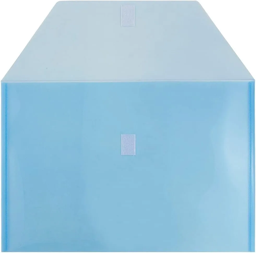 JAM PAPER Plastic Booklet Envelopes with Hook & Loop Closure - Pack of 12