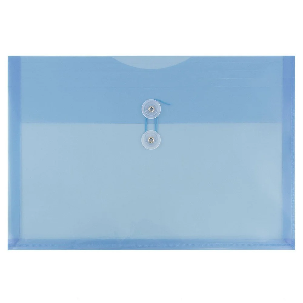 JAM PAPER Plastic Envelopes with Button & String Tie Closure - 12 Pack