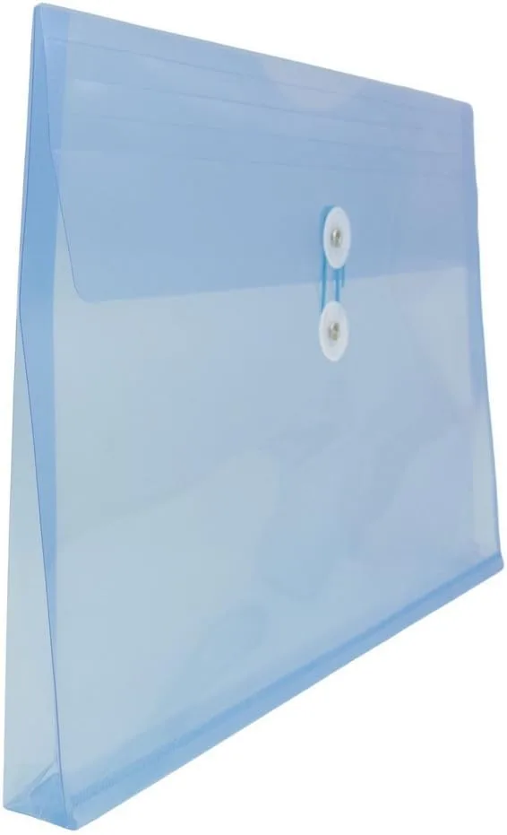 JAM PAPER Plastic Envelopes with Button & String Tie Closure - 12 Pack
