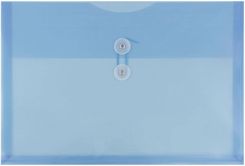 JAM PAPER Plastic Envelopes with Button & String Tie Closure - 12 Pack