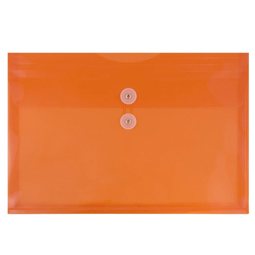 JAM PAPER Plastic Envelopes with Button & String Tie Closure - 12 Pack