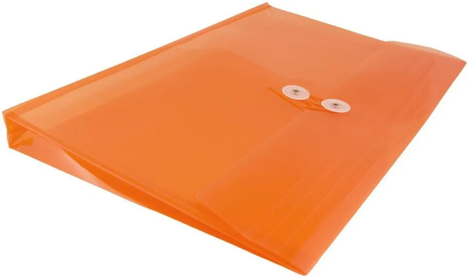 JAM PAPER Plastic Envelopes with Button & String Tie Closure - 12 Pack