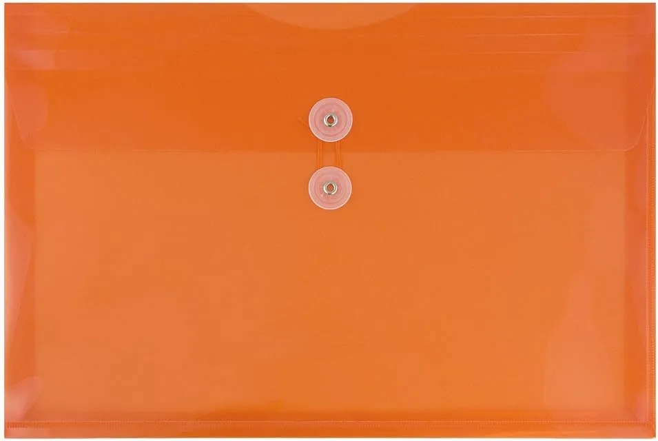 JAM PAPER Plastic Envelopes with Button & String Tie Closure - 12 Pack