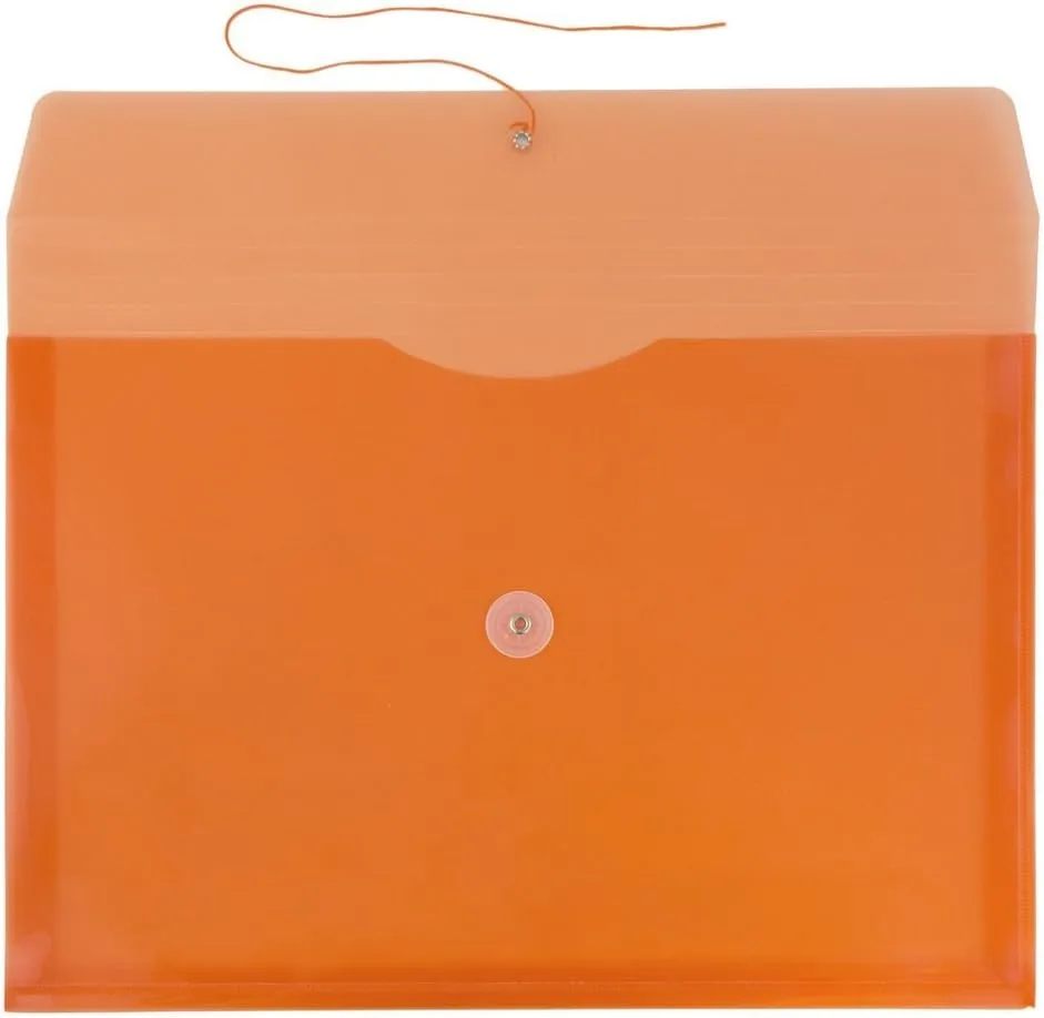 JAM PAPER Plastic Envelopes with Button & String Tie Closure - 12 Pack