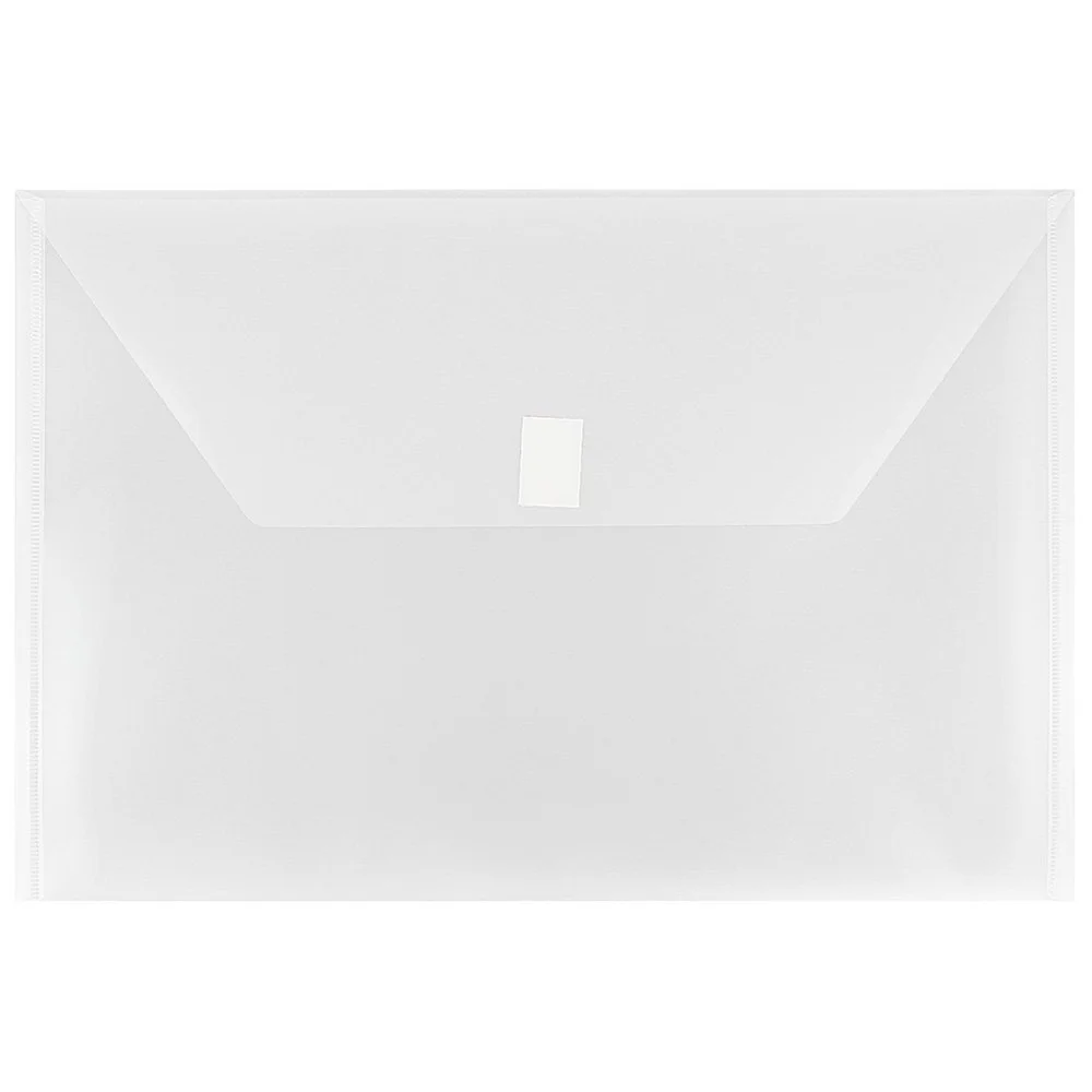 JAM PAPER Plastic Booklet Envelopes with Hook & Loop Closure - Pack of 12