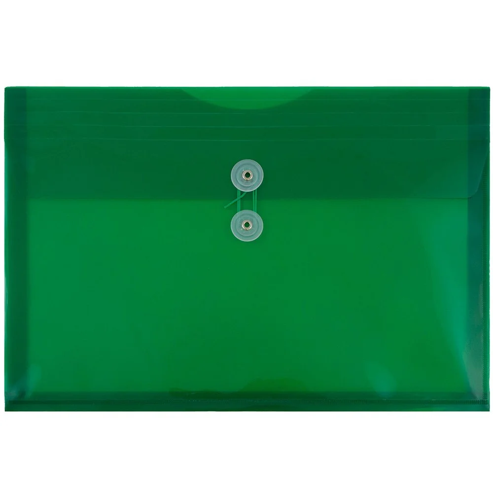 JAM PAPER Plastic Envelopes with Button & String Tie Closure - 12 Pack