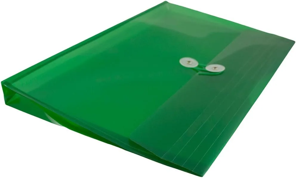 JAM PAPER Plastic Envelopes with Button & String Tie Closure - 12 Pack