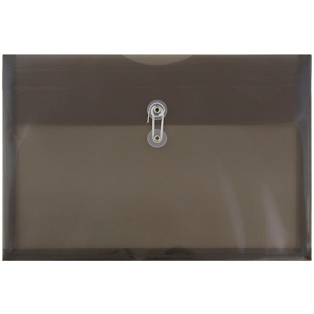 JAM PAPER Plastic Envelopes with Button & String Tie Closure - 12 Pack