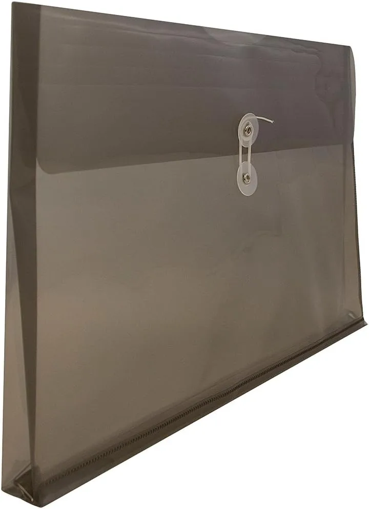 JAM PAPER Plastic Envelopes with Button & String Tie Closure - 12 Pack
