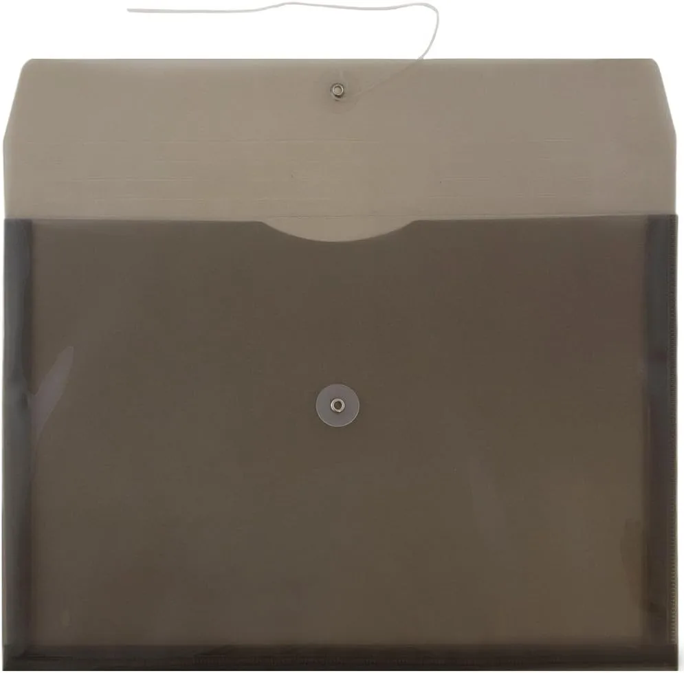 JAM PAPER Plastic Envelopes with Button & String Tie Closure - 12 Pack