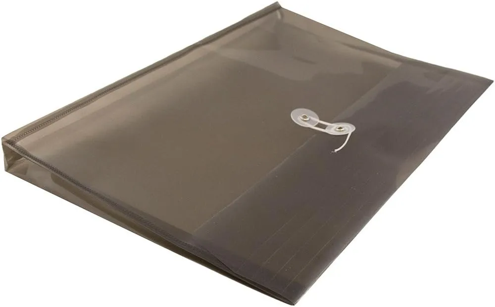 JAM PAPER Plastic Envelopes with Button & String Tie Closure - 12 Pack