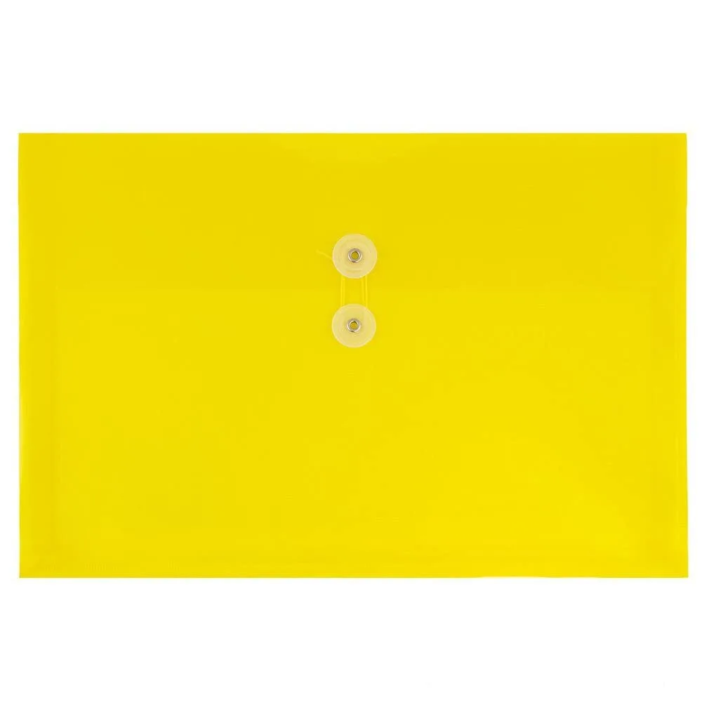 JAM PAPER Plastic Envelopes with Button & String Tie Closure - 12 Pack