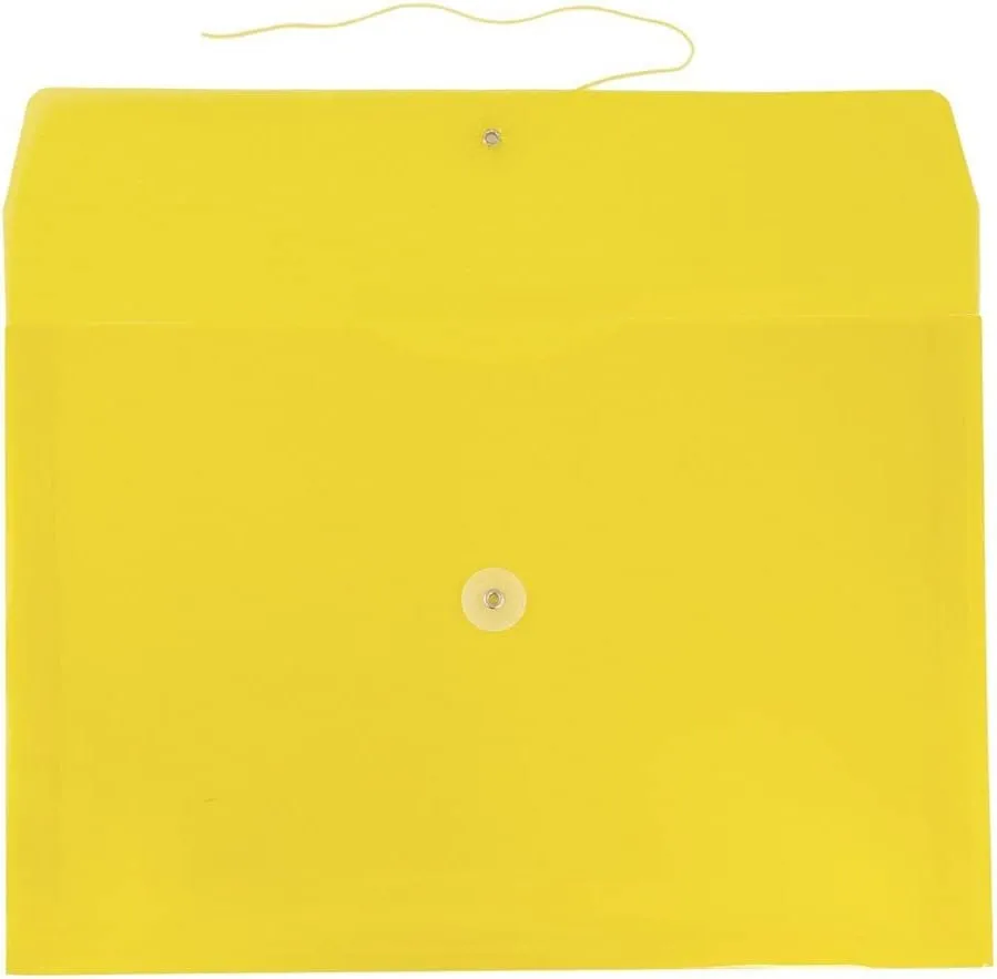 JAM PAPER Plastic Envelopes with Button & String Tie Closure - 12 Pack