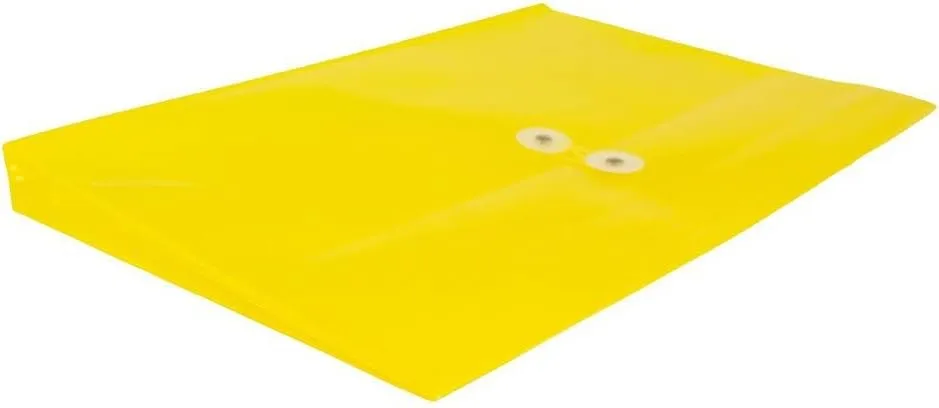JAM PAPER Plastic Envelopes with Button & String Tie Closure - 12 Pack