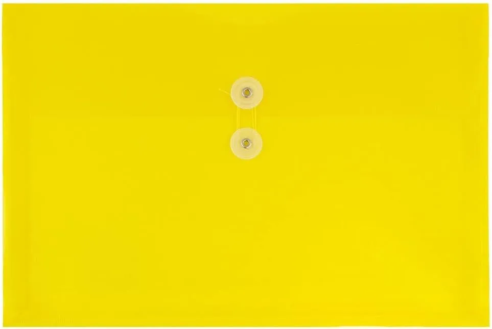 JAM PAPER Plastic Envelopes with Button & String Tie Closure - 12 Pack