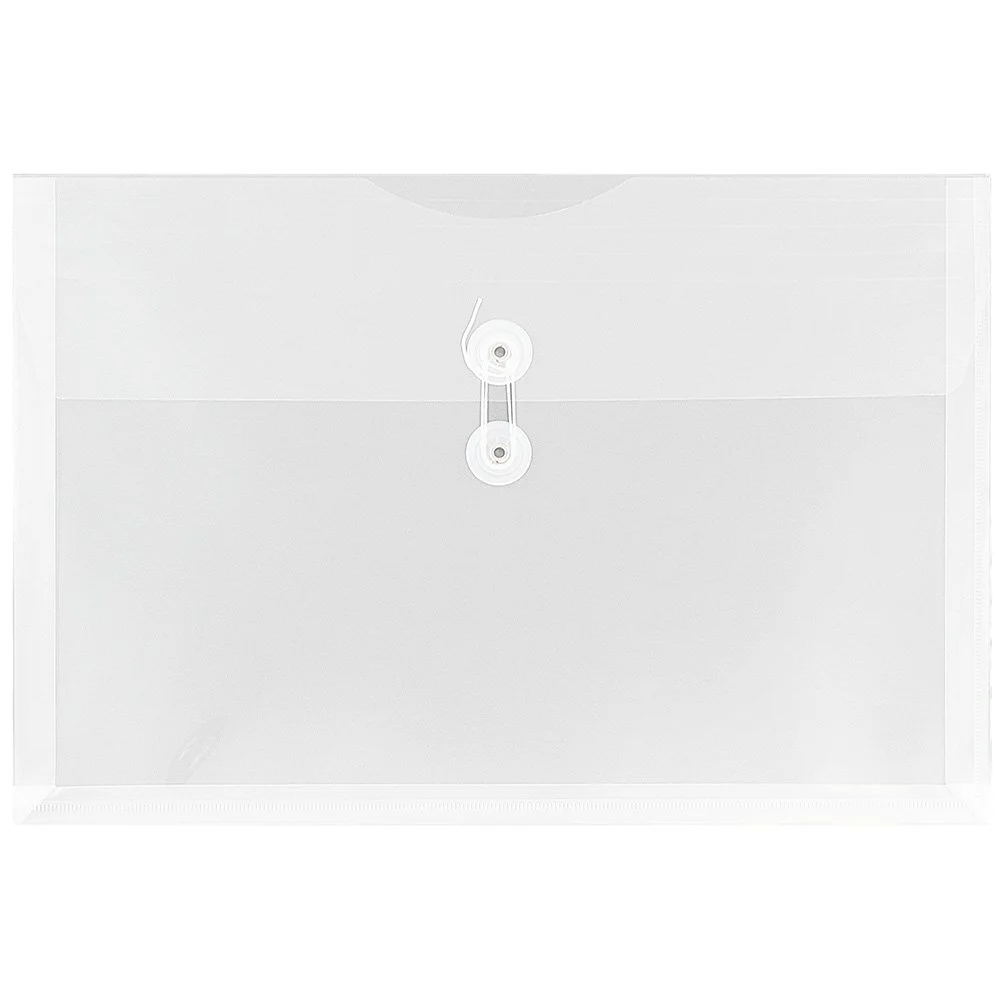 JAM PAPER Plastic Envelopes with Button & String Tie Closure - 12 Pack