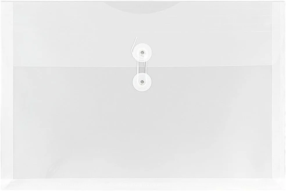 JAM PAPER Plastic Envelopes with Button & String Tie Closure - 12 Pack