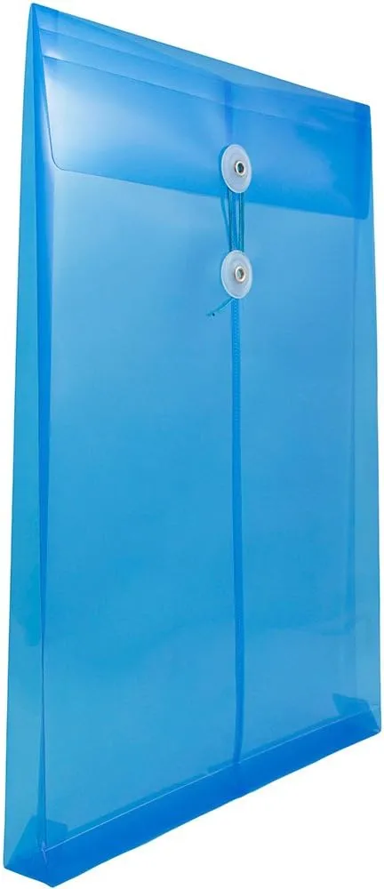 JAM PAPER Open-End Plastic Envelopes, Button & String