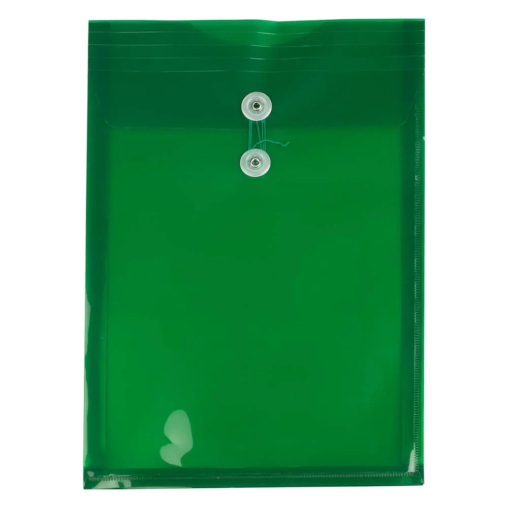 JAM PAPER Open-End Plastic Envelopes, Button & String
