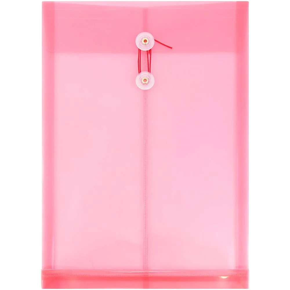 JAM PAPER Open-End Plastic Envelopes, Button & String