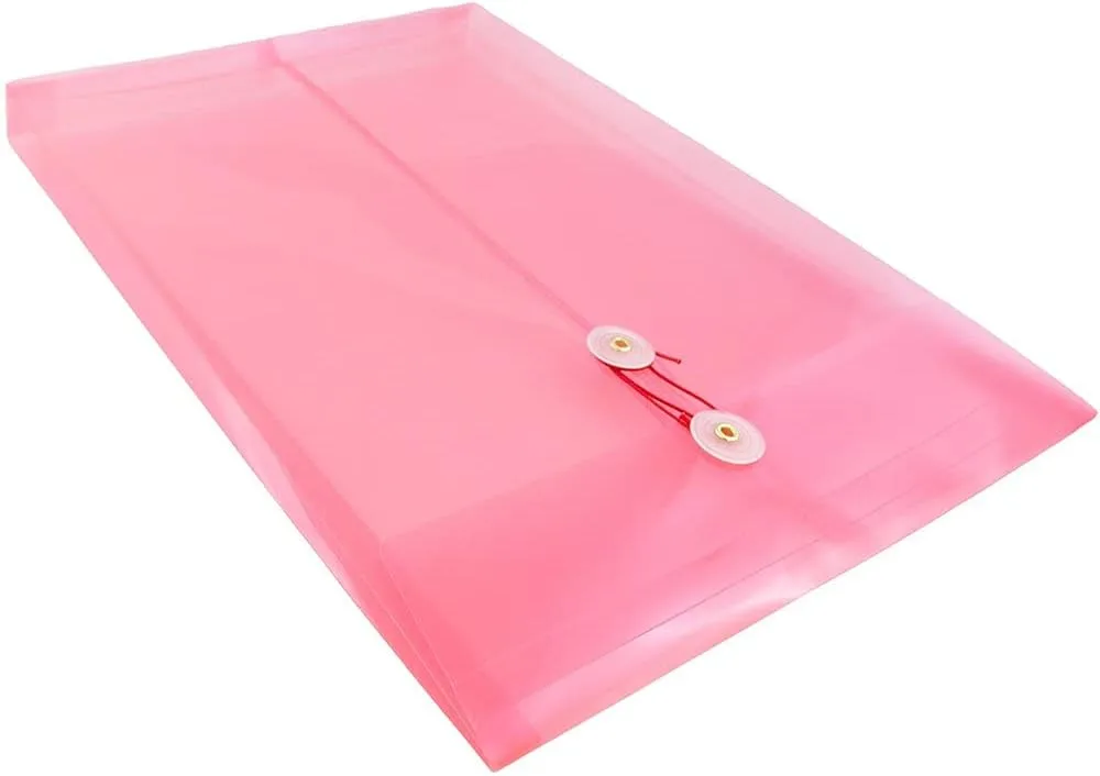 JAM PAPER Open-End Plastic Envelopes, Button & String
