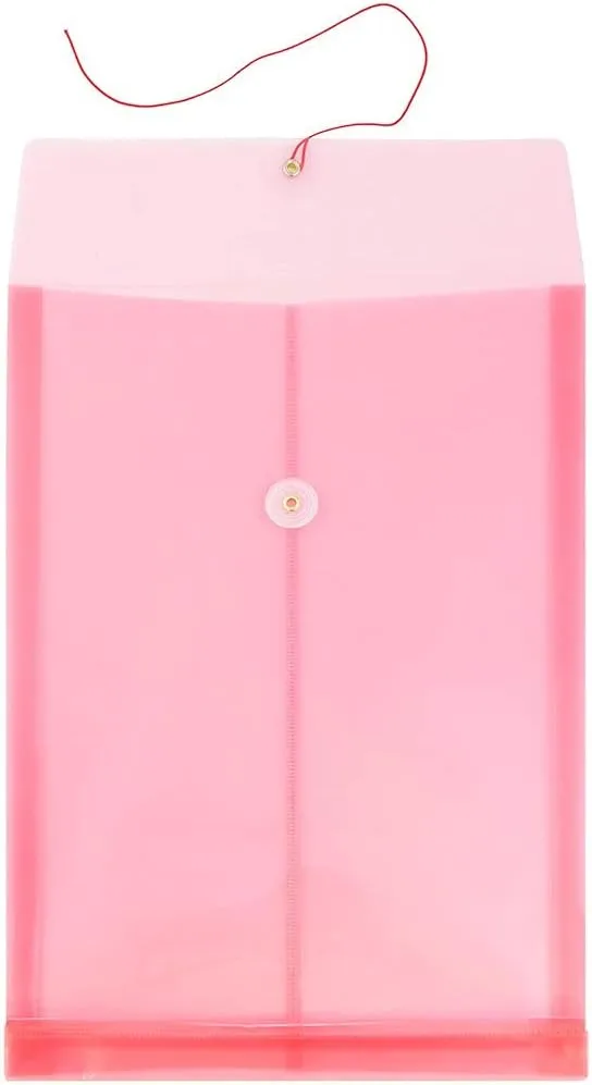 JAM PAPER Open-End Plastic Envelopes, Button & String