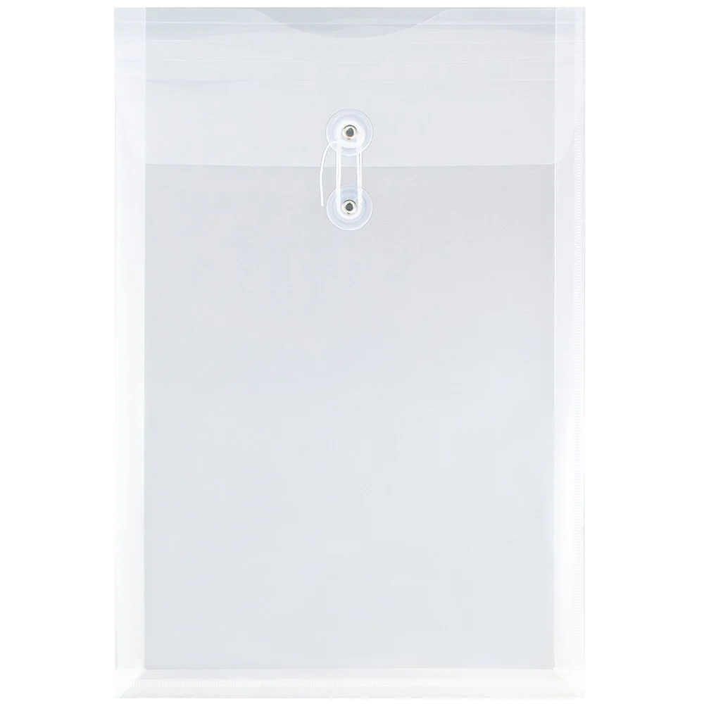JAM PAPER Open-End Plastic Envelopes, Button & String