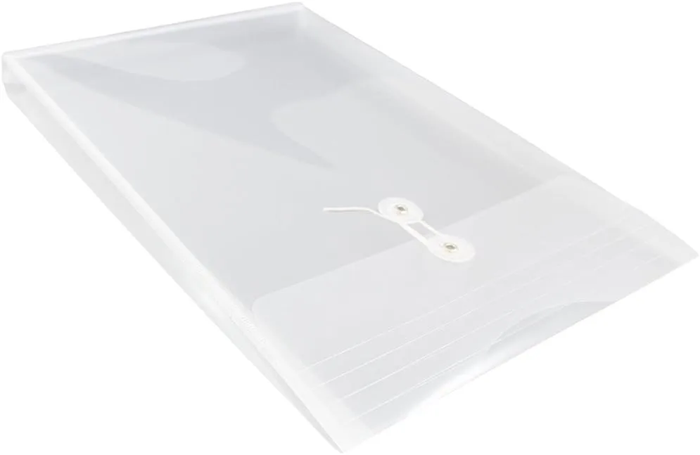 JAM PAPER Open-End Plastic Envelopes, Button & String