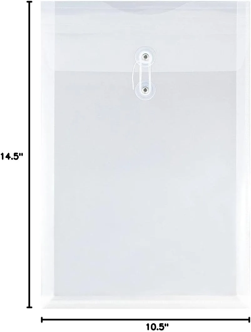 JAM PAPER Open-End Plastic Envelopes, Button & String