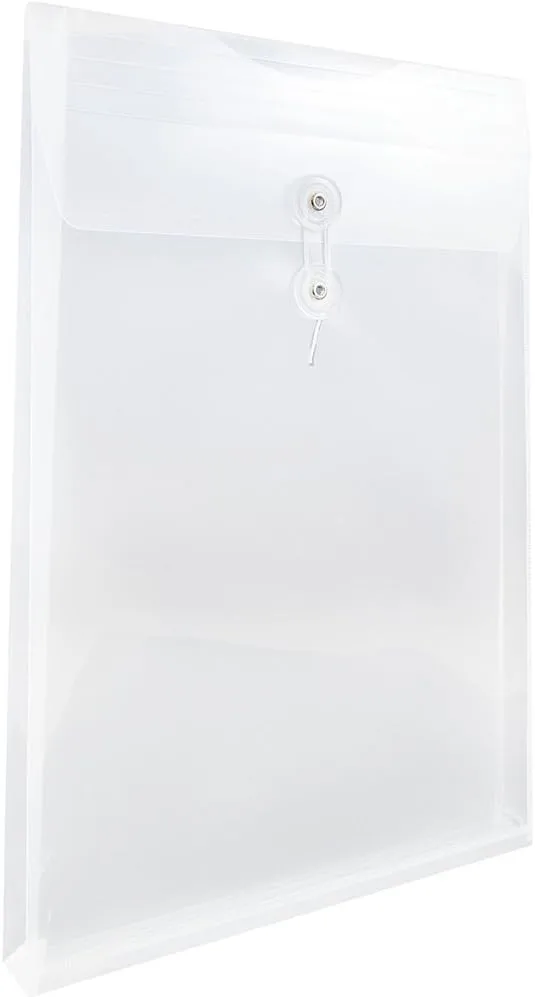 JAM PAPER Open-End Plastic Envelopes, Button & String