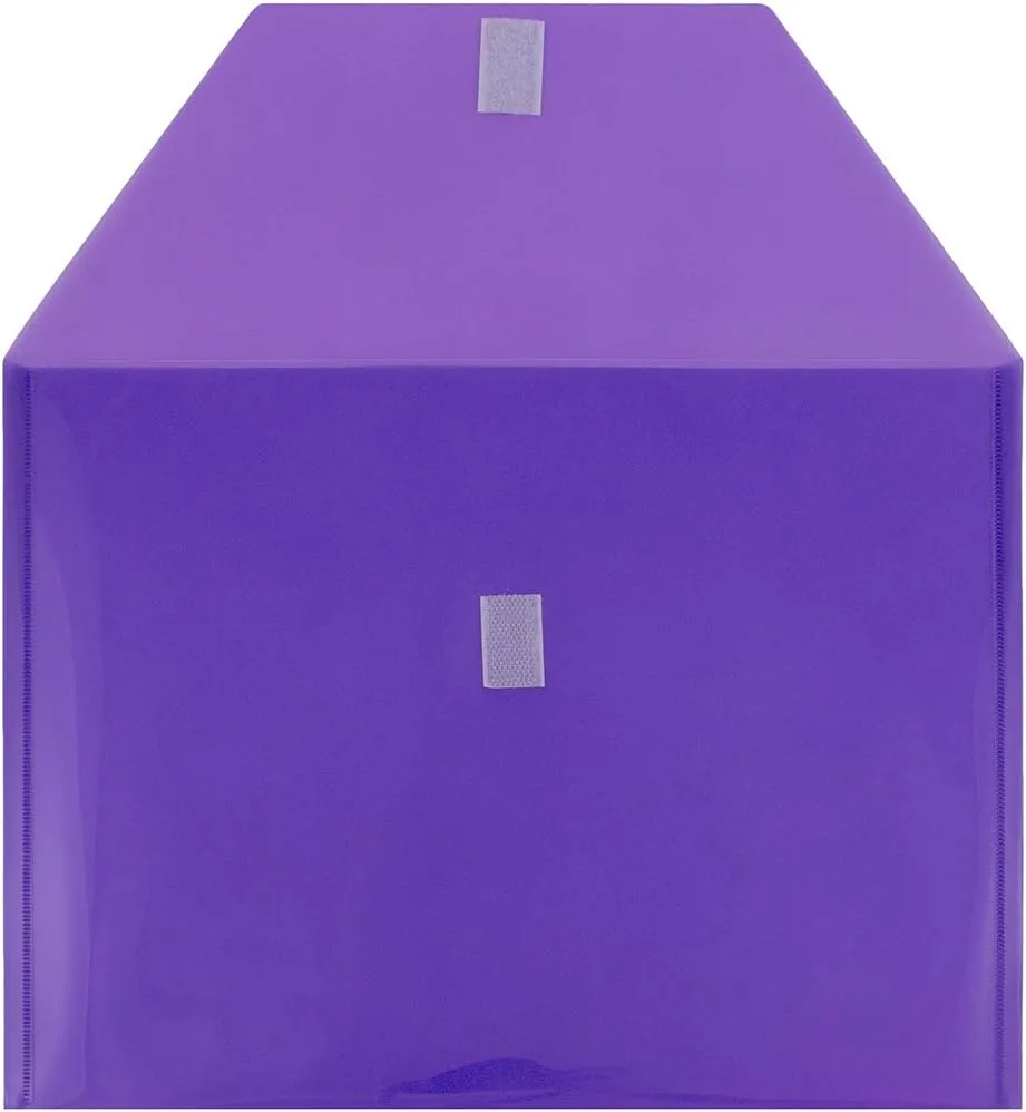 JAM PAPER Plastic Booklet Envelopes with Hook & Loop Closure - Pack of 12