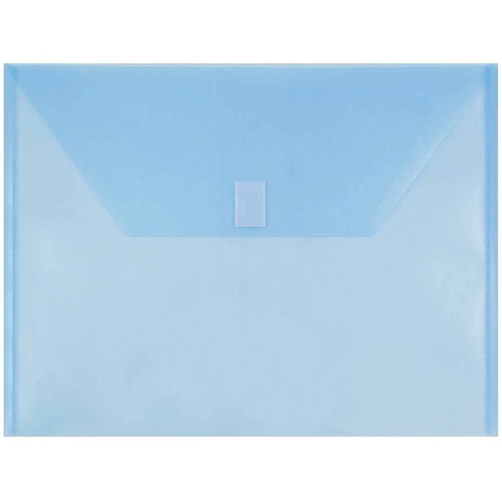 JAM PAPER Plastic Booklet Envelopes with Hook & Loop Closure - Pack of 12