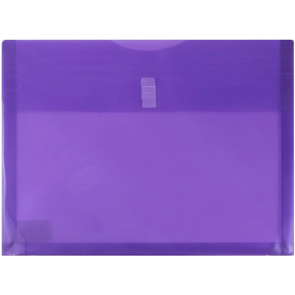 JAM PAPER Plastic Booklet Expansion Envelopes with Hook & Loop Closure - Letter
