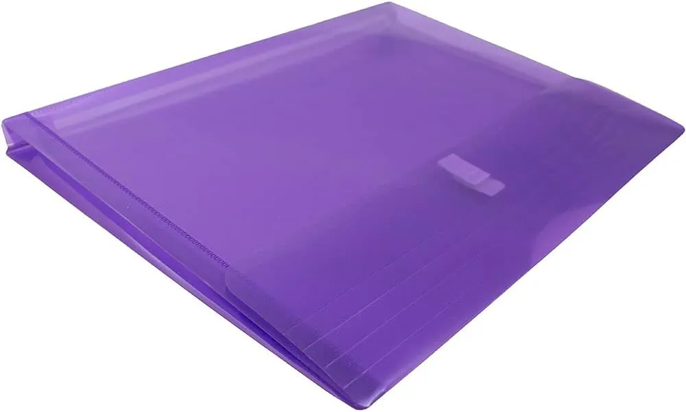 JAM PAPER Plastic Booklet Expansion Envelopes with Hook & Loop Closure - Letter