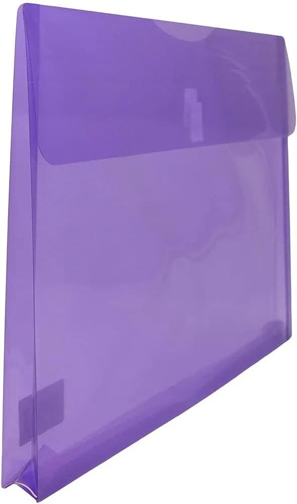 JAM PAPER Plastic Booklet Expansion Envelopes with Hook & Loop Closure - Letter