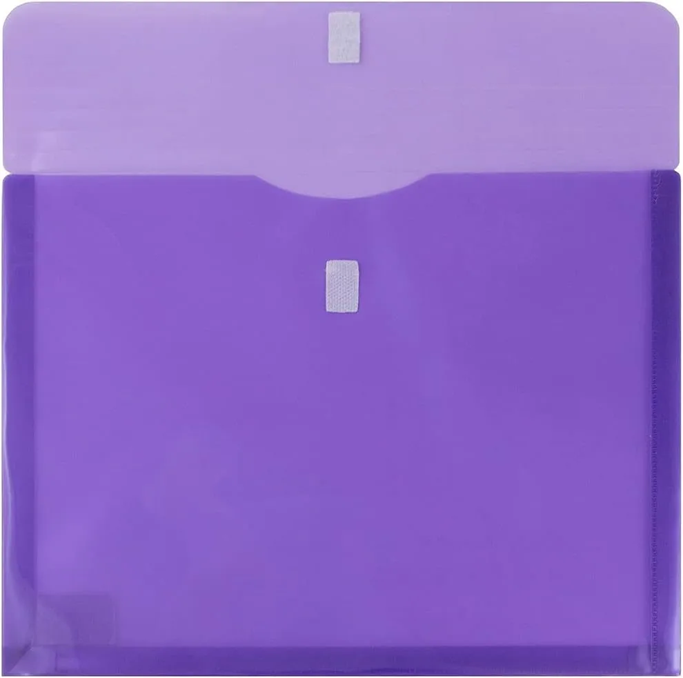 JAM PAPER Plastic Booklet Expansion Envelopes with Hook & Loop Closure - Letter