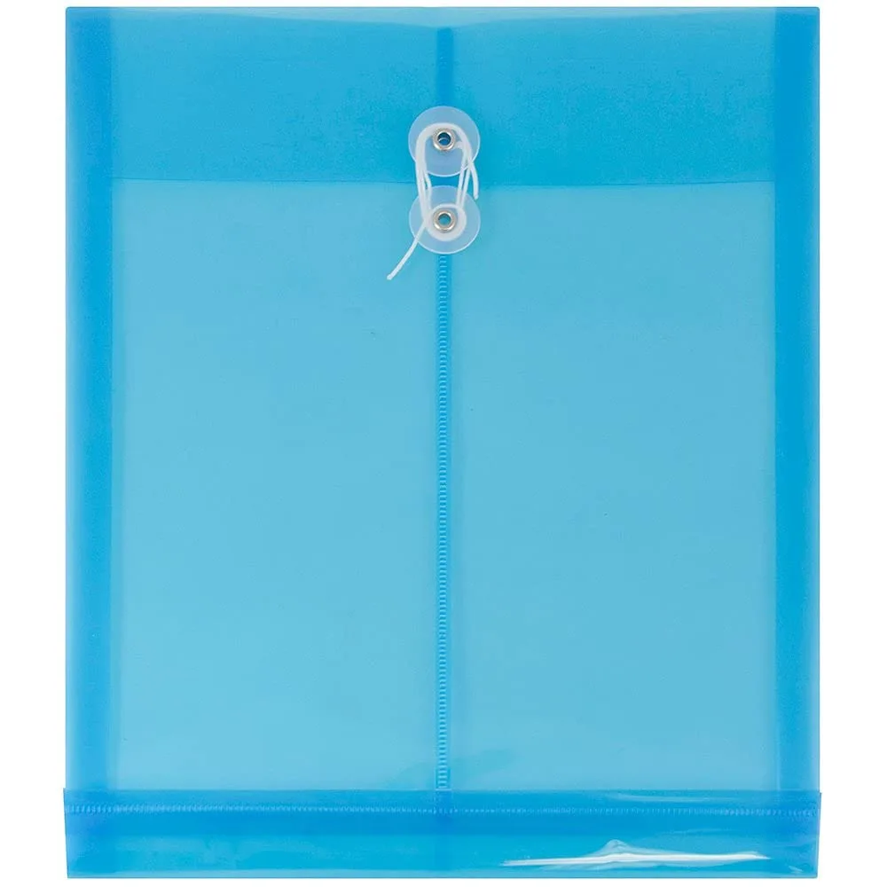 JAM PAPER Open-End Plastic Envelopes, Button & String