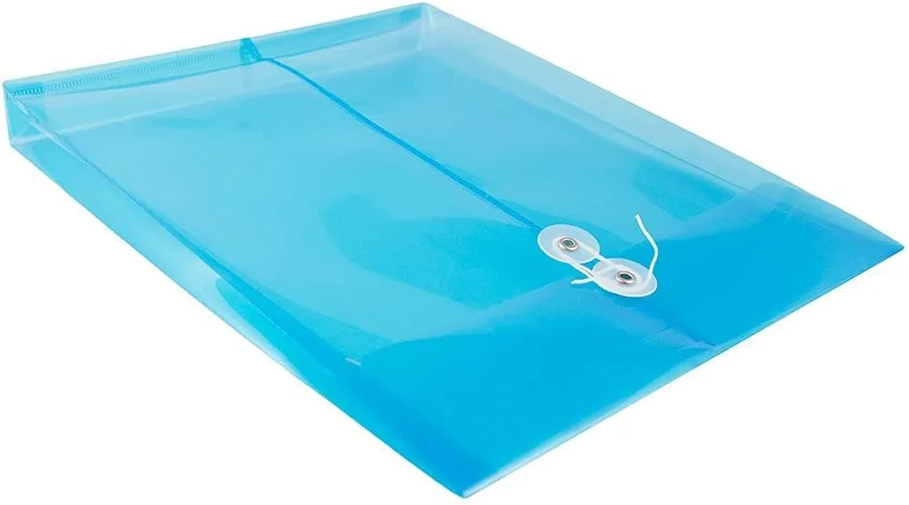 JAM PAPER Open-End Plastic Envelopes, Button & String