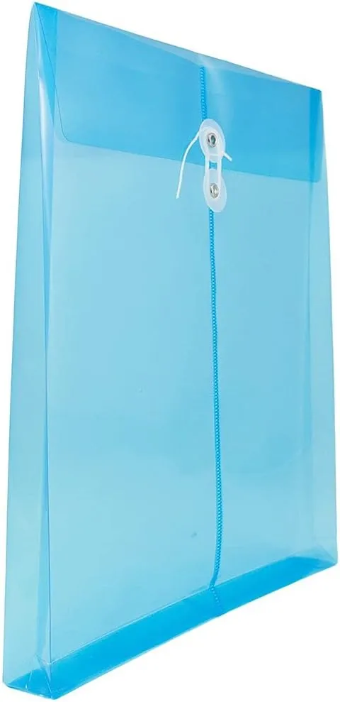 JAM PAPER Open-End Plastic Envelopes, Button & String
