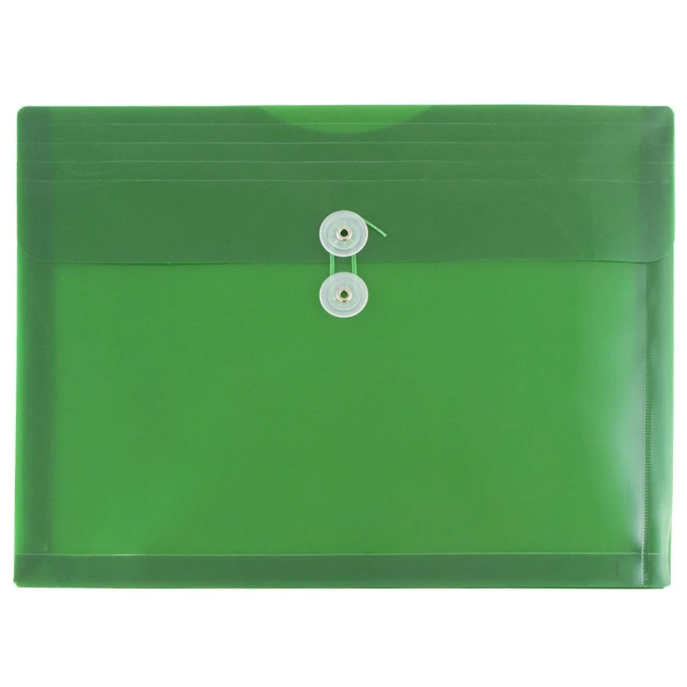 JAM PAPER Plastic Envelopes with Button & String Tie Closure - 12 Pack