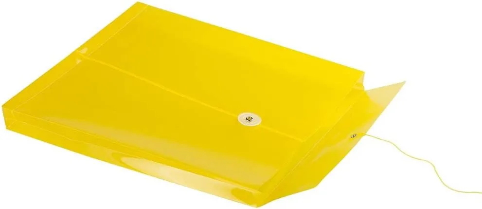 JAM PAPER Open-End Plastic Envelopes, Button & String