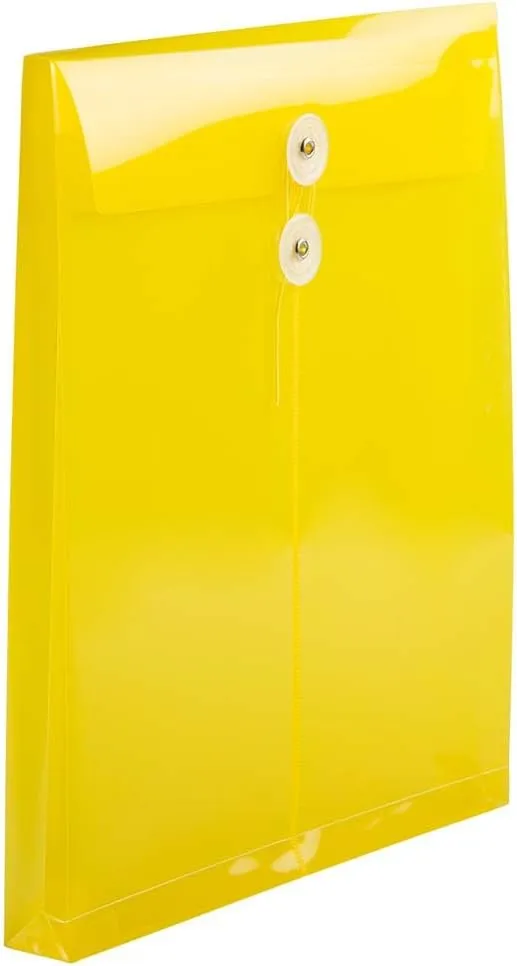 JAM PAPER Open-End Plastic Envelopes, Button & String
