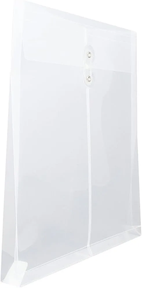 JAM PAPER Open-End Plastic Envelopes, Button & String