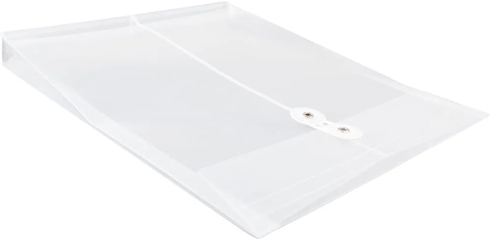 JAM PAPER Open-End Plastic Envelopes, Button & String
